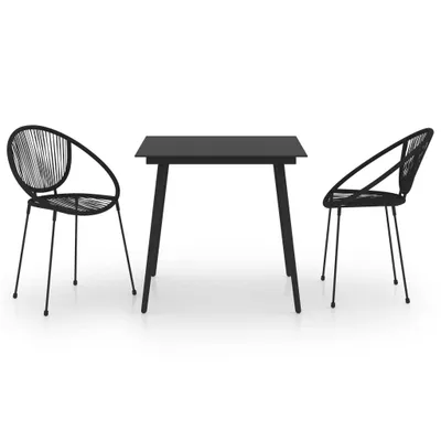 Produktbild von vidaXL 3-tlg. Garten-Essgruppe PVC Rattan Schwarz