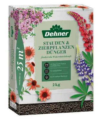 Produktbild von Dehner Stauden- und Zierpflanzendünger, hochwertiger Dünger für Zierpflanzen, organischer NPK-Dünger, mit Spurennährstoffen, natürliche Langzeitwirkung, 2 kg, für ca. 25 qm