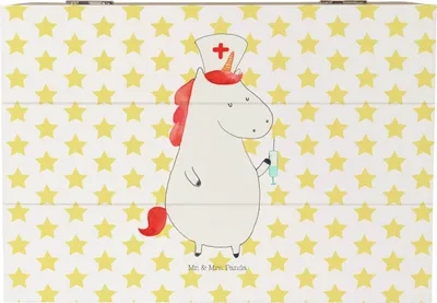 Produktbild von Mr. & Mrs. Panda Schatulle Einhorn Krankenschwester 22 x 15 cm - Weiß - Geschenk, fotobox, Krankenhaus, Ärztin, Geschenkbox, Unicorn, Erinnerungsbox, Box, Holztruhe
