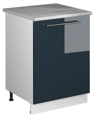 Obrázek produktu pro Spodní skříňka kuchyňské linky Vicco Fame-Line Tmavě modrá s vysokým leskem/Bílá 60 cm 1 dvířka s pracovní deskou, Model 65140