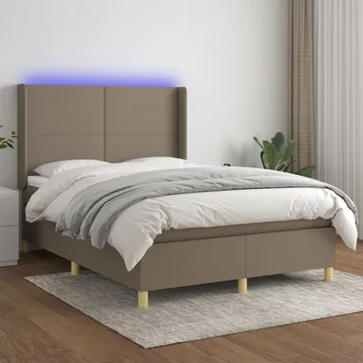 Produktbild von The Living Store Boxspringbett mit Matratze & LED Taupe 140x200 cm Stoff