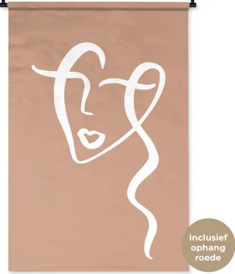 Produktbild von MuchoWow® Wandteppich Wandbehang Gesicht - Frau - Abstrakt 90x135 cm Tapisserie Dekoration Wandtuch - Baumwolle - Wandskulptur