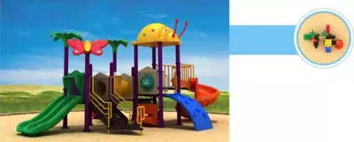 Image de Aire de jeux pour enfants en plein air avec toboggans style jungle