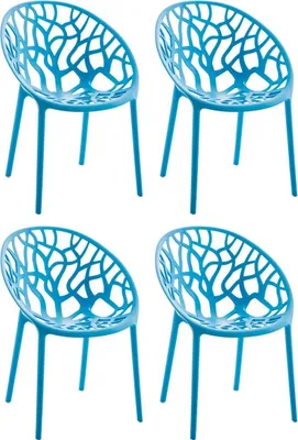 Produktbild von Hope Stuhl 4er Set blau, stapelbar, wasserabweisend, UV-beständig, B59xH80xT60 cm