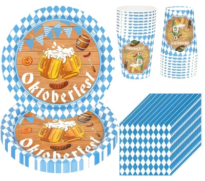 Oktoberfest-Dekorationsset, 52 Teile, für 16 Gäste, Papier