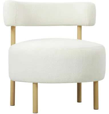 Productafbeelding van HOMCOM loungestoel, relaxstoel met Sherpa-fleece en metalen poten met houtlook