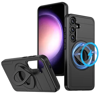 Produktbild von Für Samsung Galaxy S25 Plus Armor MagSafe Ring Halter Schutz Hülle Case Schwarz