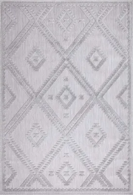 Produktbild von Teppich Outdoor Wetterfest - 160x230 cm - für Balkon, Terrasse, Flur, Küche - Rauten-Muster in Grau