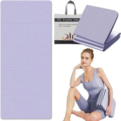 Obrázek produktu pro Protiskuzová, skládací podložka na jógu – vhodná pro jógu a pilates – 1 kus – 183 x 61 cm