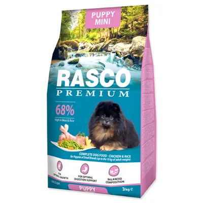 Productafbeelding van Rasco Premium Puppy Mini, droogvoer voor kleine puppy's, met kip en rijst, 3 kg