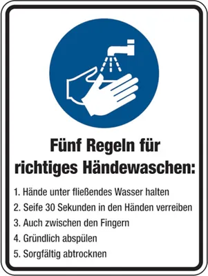 Produktbild von Dreifke® Aufkleber (Folie) "Hände waschen", 15x20cm (BxH), Folie selbstkleben...