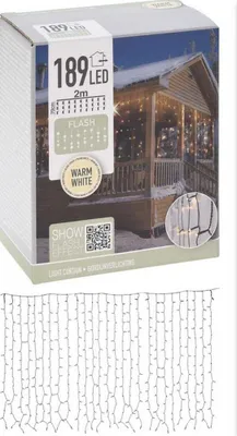 Productafbeelding van ECD Duits LED-lichtgordijn, 2 meter lang, met 200 LED's, warm wit, knipperend effect (individuele knipperende LED's), ijspegels lichtketting, LED-lichtgordijn, sneeuwvlokken, kerstverlichting, IP44, waterdicht, geschikt voor binnen- en buitengebruik