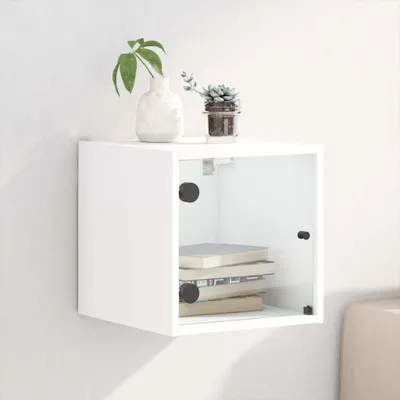 Produktbild von vidaXL Nachttisch mit Glastür Weiß 35x37x35 cm