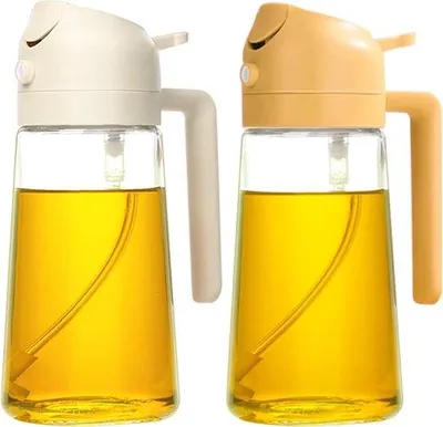Produktbild von Famanu 2-in-1 Ölsprüher Set von 2 - 470 ml, Glas Öl Spray und Ausgießer für Küche und Salate