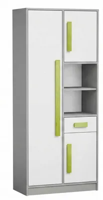 Zdjęcie produktu dla Regał stojący, szafka regałowa 80x40x191 cm, 3-drzwiowa, antracyt/biały