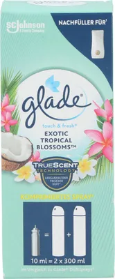 Zdjęcie produktu dla Glade, Wkład do mini odświeżacza, Tropikalne Kwiaty, 10 ml (PRODUKT Z NIEMIEC)