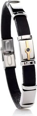 Produktbild von Männer Leder Armband Edelstahl Elemente - 1 Stein Black - IPG Plating Gold - SB8936