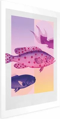 Produktbild von Posterpapier Poster - Fantastic Fish - artistic illustration of fish on a colorful background 40x60 cm Tiere g-C-10177-ao-a
