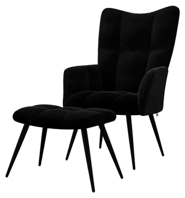 Produktbild von Relaxsessel mit Hocker in Schwarz aus Samt