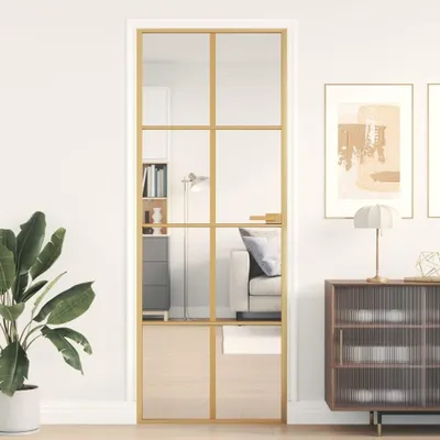 Zdjęcie produktu dla vidaXL Drzwi wewnętrzne Slim Golden 76x201,5 cm szkło hartowane i aluminium
