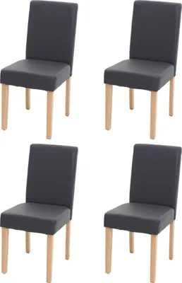 Produktbild von sada 4 židlí do jídelny Kuchyňská židle Littau MVG-certifikát Imitace kůže, šedá matná, světlé nohy