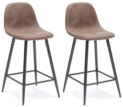 Immagine prodotto di Set 2 Sgabelli 42x52xH93 cm in Pelle finta Brigitte Tortora