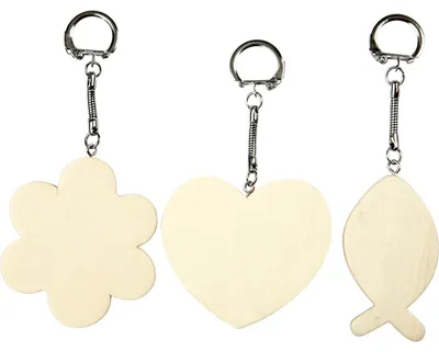 Produktbild von Schlüsselanhänger aus Holz, Größe 6-7 cm, Dicke 3 mm, 12 Stk/ 1 Pck [HOB-57684]