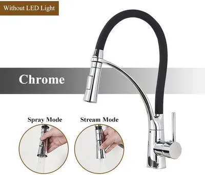 Immagine prodotto di Rubinetto da cucina monocomando - Girevole a 360° - Doccetta estraibile con 2 tipi di getto - Miscelatore ad alta pressione per acqua calda e fredda - Acciaio inossidabile 304 - Cromato
