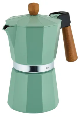 Productafbeelding van Cilio espressokoker LEGNO 6T, kleur mintgroen, artikelnummer 321555, EAN-code 4017166321555