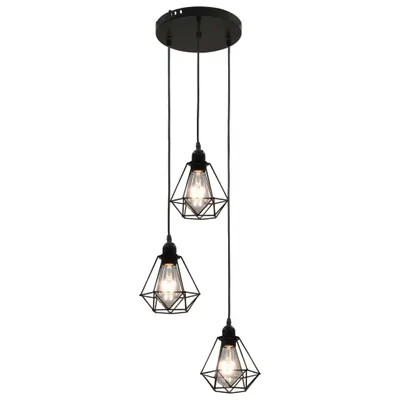 Produktbild von vidaXL Deckenleuchte mit Diamant-Design Schwarz 3 x E27 Glühbirnen