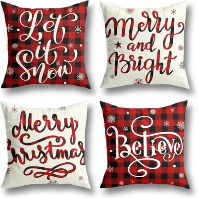 Produktbild von Weihnachtskissenbezüge 45 x 45 cm, rot und weiß, 4 Stück