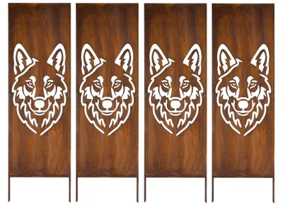 Produktbild von Sichtschutz Metall 4x - 160 x 50 cm - Edelrost - Rostoptik Sichtschutz für Garten - Sichtschutzelement - Sichtschutzwand - Gartendekoration Zaun Rost