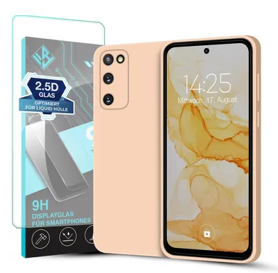 Produktbild von Hülle für Samsung Galaxy S20 FE mit 9H Displayglas Displayschutz Case Cover Bumper Smartphone Softgrip Schutzhülle Farbe: Rosa