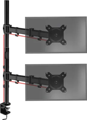 Produktbild von Duronic DMT252VX2 Monitorarm | Vertikale Monitor Halterung 2 Bildschirme bis 27" Zoll | 100 cm Stange | LCD LED Display bis 8 kg | Neigbar -90° bis +85° | Drehbar 360° | Monitorhalterung Tischklemme
