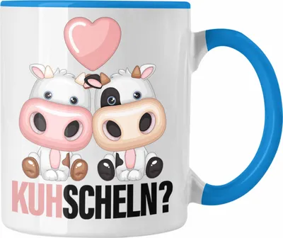 Produktbild von Trendation - Kuhscheln Tasse Geschenk Kuh Tierliebhaber Geschenkidee Freundin Kuscheln Kuhliebhaberin (Blau)
