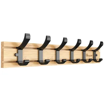 Produktbild von Garderobenhaken Holz Wand, mit 6 Beweglichen Haken