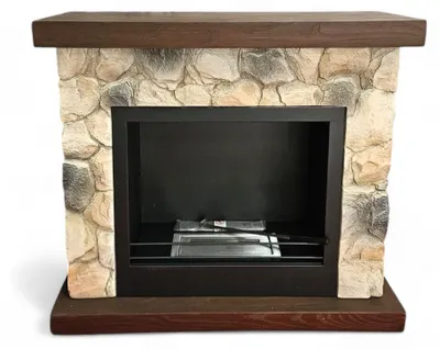 Immagine prodotto di Camino a bioetanolo decorativo effetto pietra e legno con bruciatore da 1.5 litri