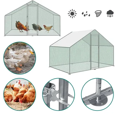 Immagine prodotto di Pollaio 3x2x2 m, recinto per polli, recinto per animali, recinto all'aperto con tettoia ombreggiante in PE, struttura in acciaio zincato per polli, pollame e piccoli animali