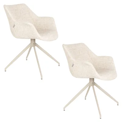 Produktbild von Zuiver Doulton Esszimmerstuhl mit Armlehnen Beige - 2 er Set
