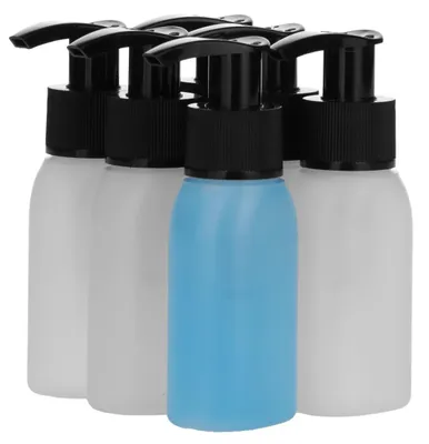 Productafbeelding van 6 x 50 ml Platte Flessen met Dispenserpomp Zwart