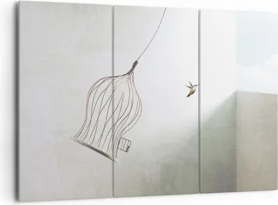 Produktbild von Bild auf Leinwand - Leinwandbild - 3 Teile - Flug Vogel Käfig - 165x110cm - Wand Bild - Wanddeko - Wandbilder - Leinwanddruck - Bilder - Wanddekoration - Leinwand bilder - Wandbild - CE165x110-5085