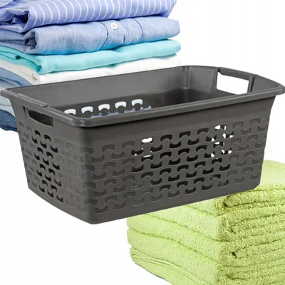 Produktbild von BranQ Baumwolle 30L Wäschekorb dunkelgrau mit Belüftung