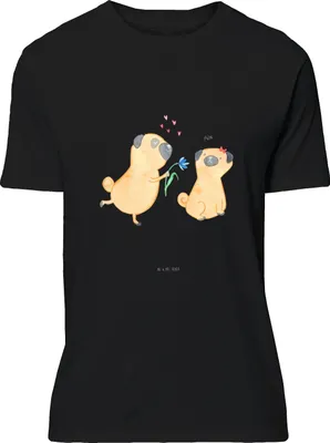 Produktbild von Mr. & Mrs. Panda S T-Shirt Mops Verliebt - Schwarz - Geschenk, Hundeliebe, Sprüche, Lustiges, Hund, oberteil, Tshirt, Shirt, Knuffig, Liebe