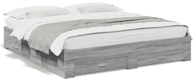 Produktbild von vidaXL Bettgestell mit Schubladen Grau Sonoma 180x200cm Holzwerkstoff