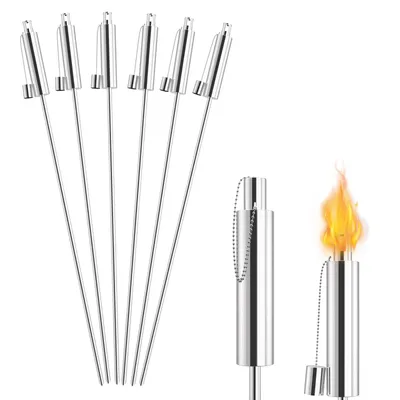 Relaxdays Fiaccole Da Esterno, Alte 80 Cm, Set 10 Torce Olio In Bambù