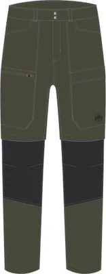 Zinal Hybrid Zip Off Pants von Mammut; grüne Trekkinghose mit abnehmbaren Beinen und mehreren Taschen.