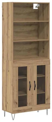 Obrázek produktu pro Vysoká skříň se dvěma dvířky, provedení "Artisan" z dubového dřeva - rozměry 69,5 x 34 x 180 cm - povrchová úprava dřeva