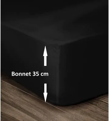 Produktbild von Spannbettlaken 160x200 cm, 100% Baumwolle, Schwarz, 35cm Steghöhe
