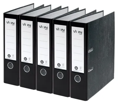 Productafbeelding van VON Leitz, 5-delig etui, formaat A4, gemaakt van 100% gerecycled karton, geschikt voor 600 vel papier, rugdikte 80 mm