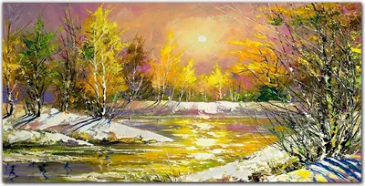 Produktbild von Coloray Bild aus Leinwand 120x60 Leinwand Dekoration - Wald Winter Wasser